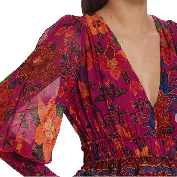 NWT Farm Rio Tropical Tapestry Long-Sleeve Minidress Size S - Picture 3 of 15